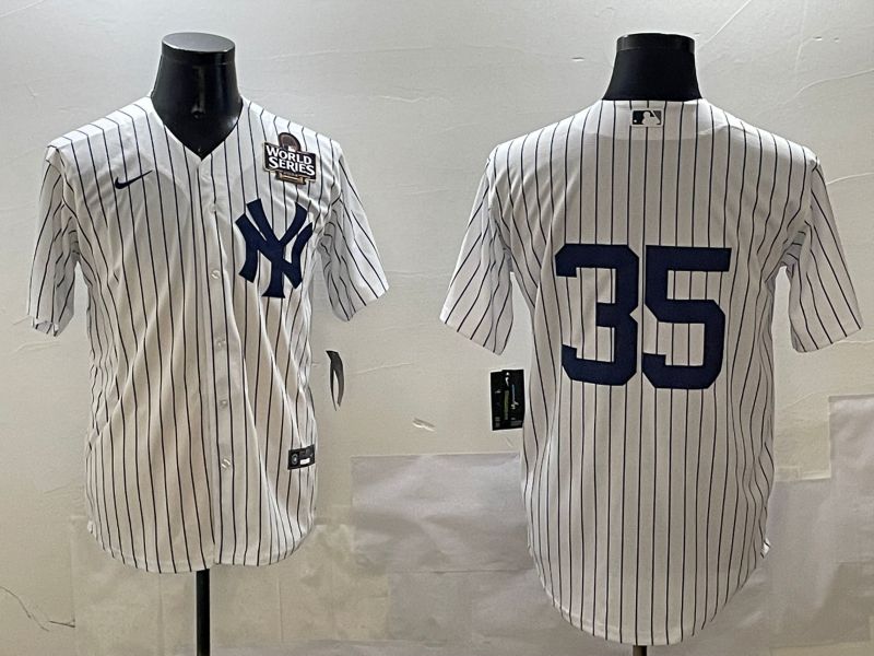 Men New York Yankees #35 No Name White Stripe Game 2025 Nike MLB Jersey style 4